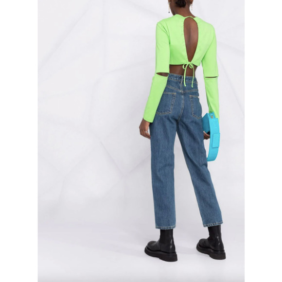 Jacquemus Le T-shirt Piccola Green Crop Top - Picture 2 of 16